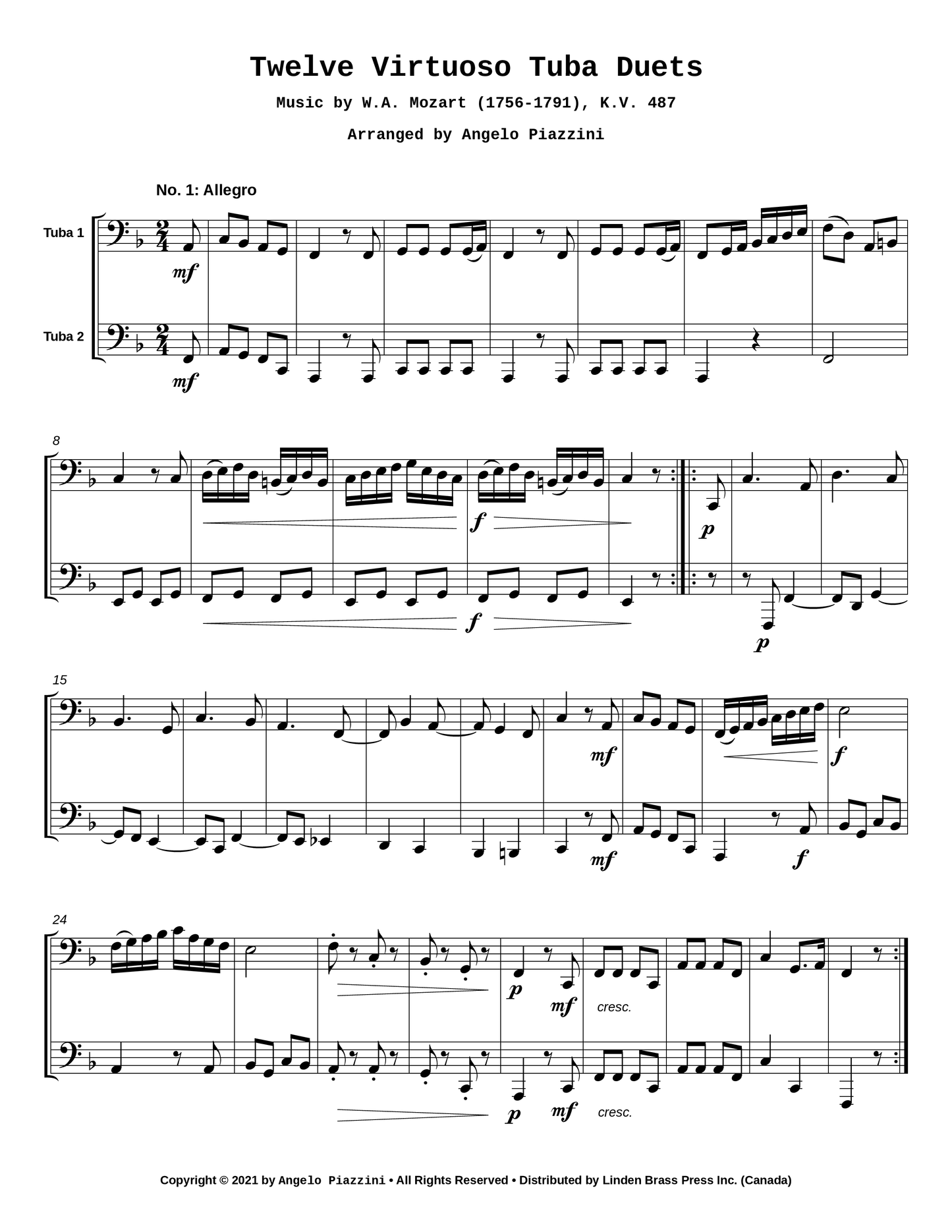 Twelve Virtuoso Tuba Duets