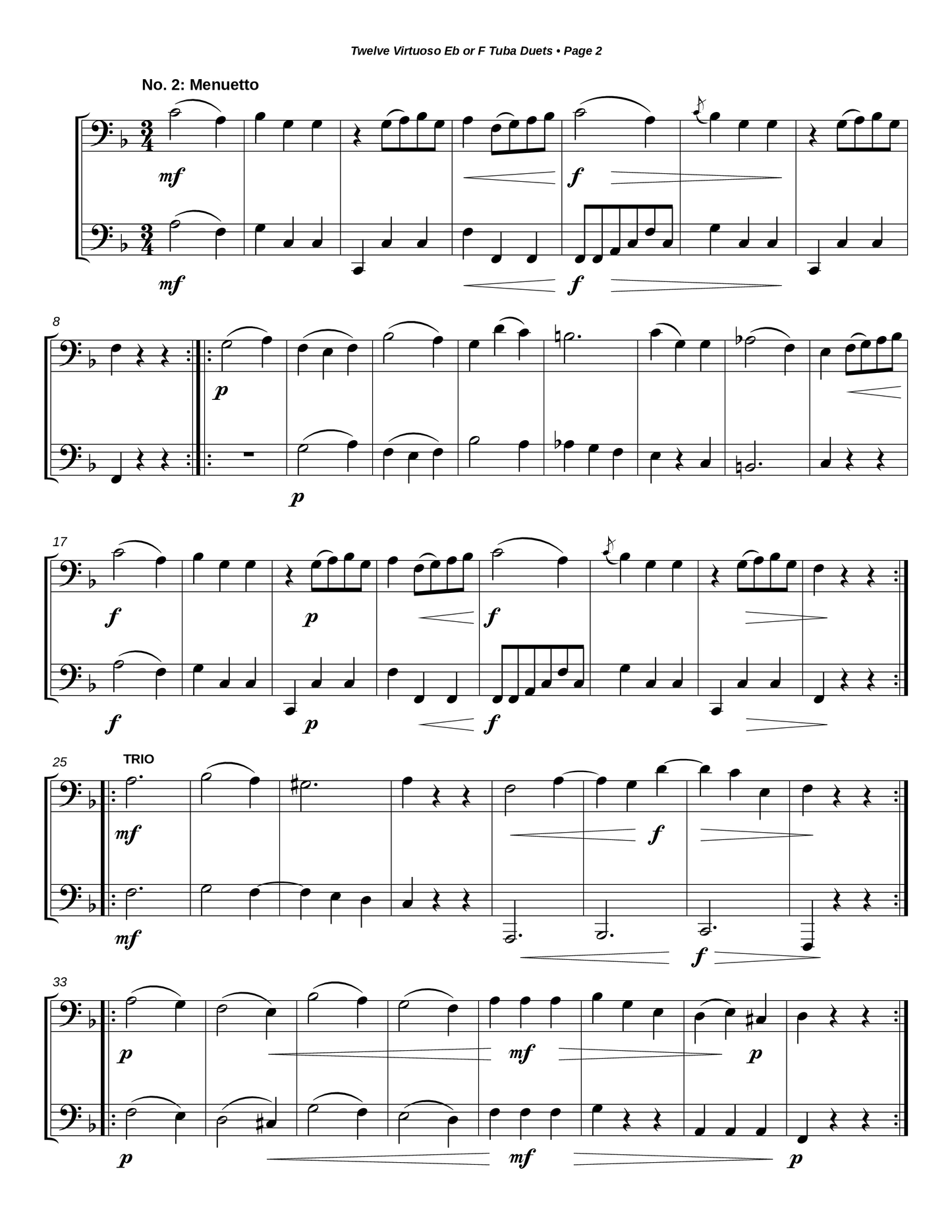 Twelve Virtuoso Eb or F Tuba Duets