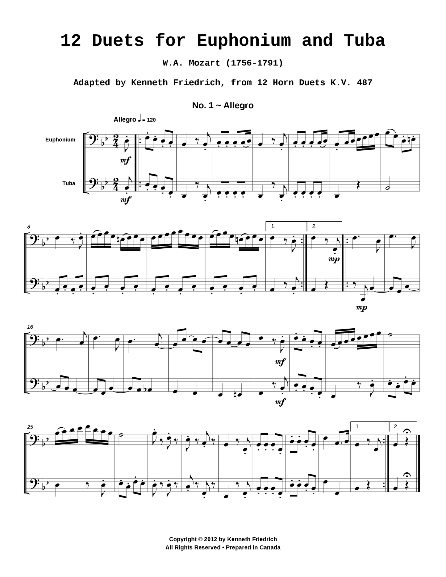 12 Duets for Euphonium and Tuba