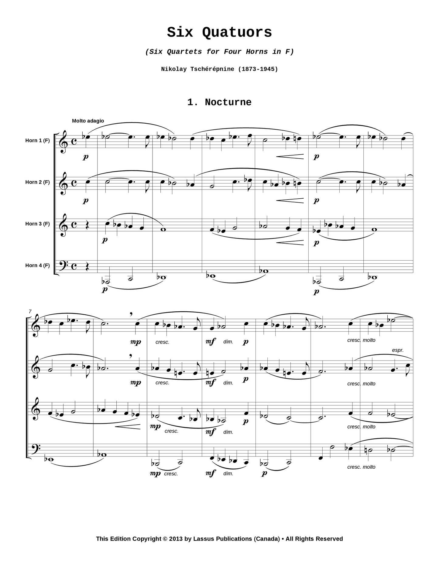 Six Quatuors (Six Quartets)