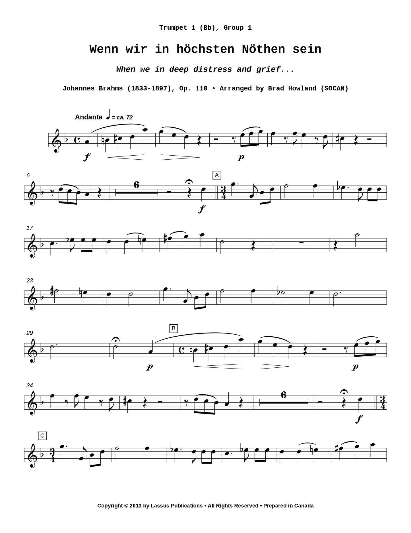 Wenn wir in höchsten Nöthen sein