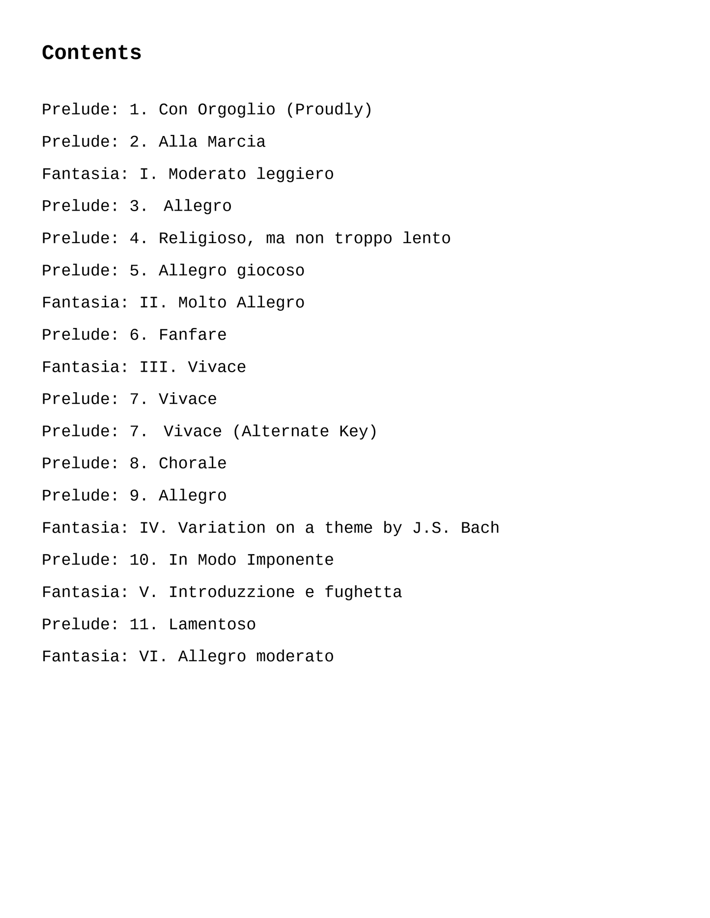 Preludes and Fantasias