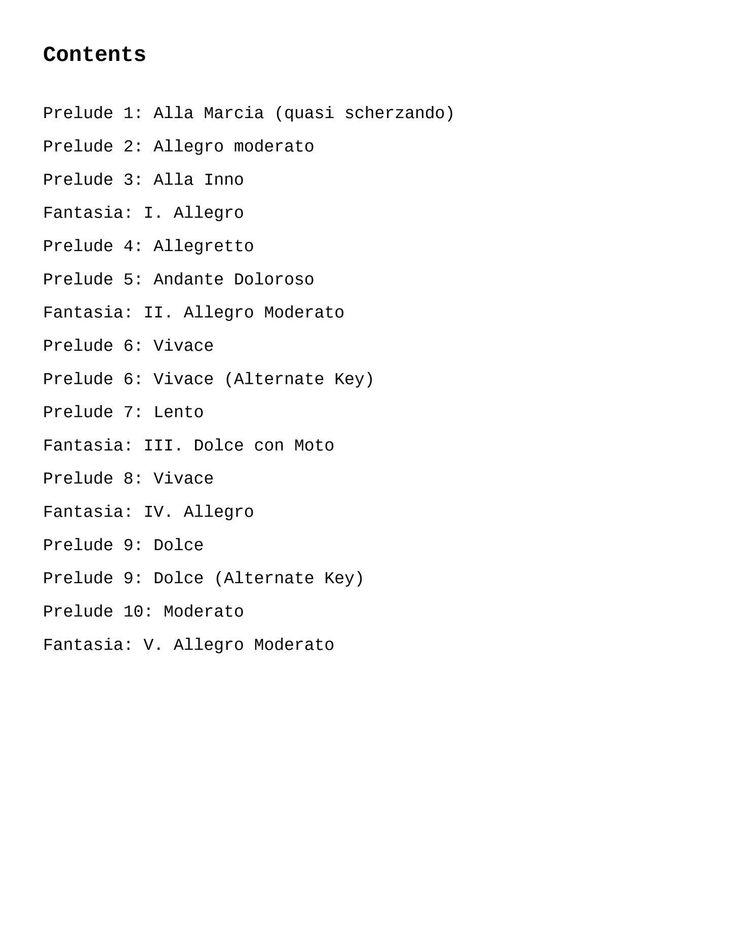 Preludes and Fantasias
