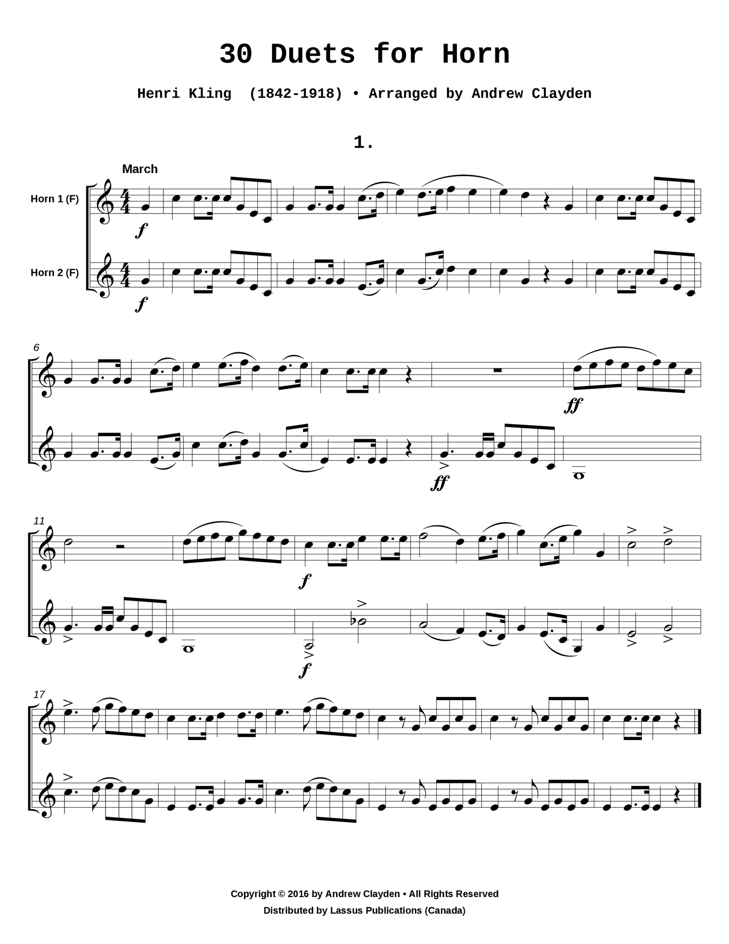 30 Duets for Horn