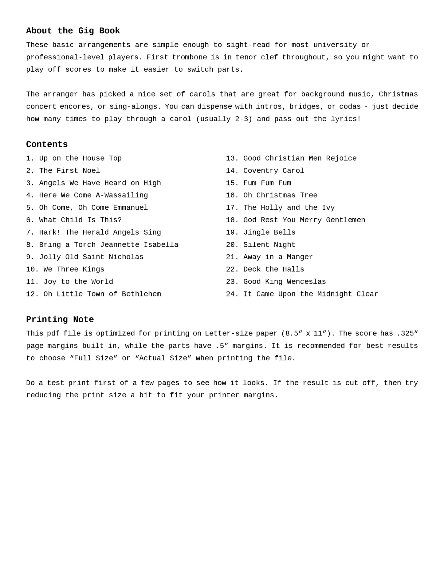 Christmas Gig Book