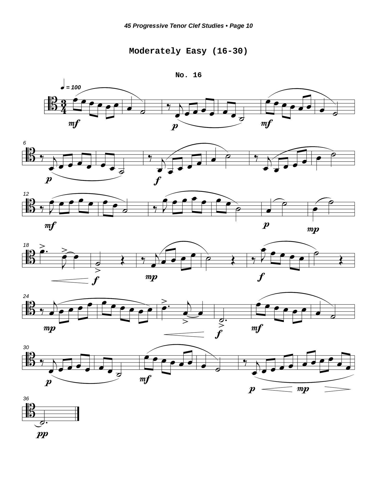 45 Progressive Tenor Clef Studies