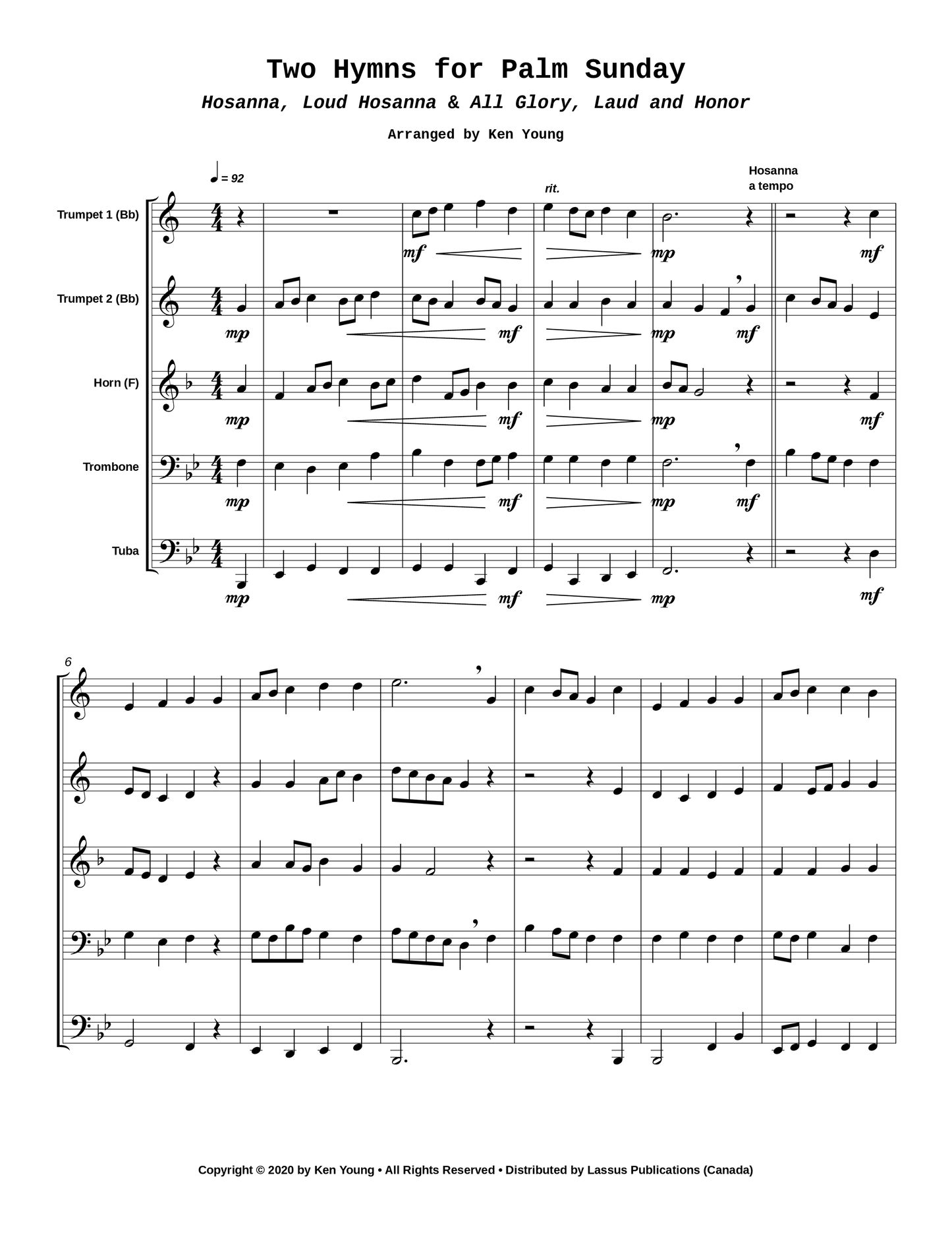 Two Hymns for Palm Sunday