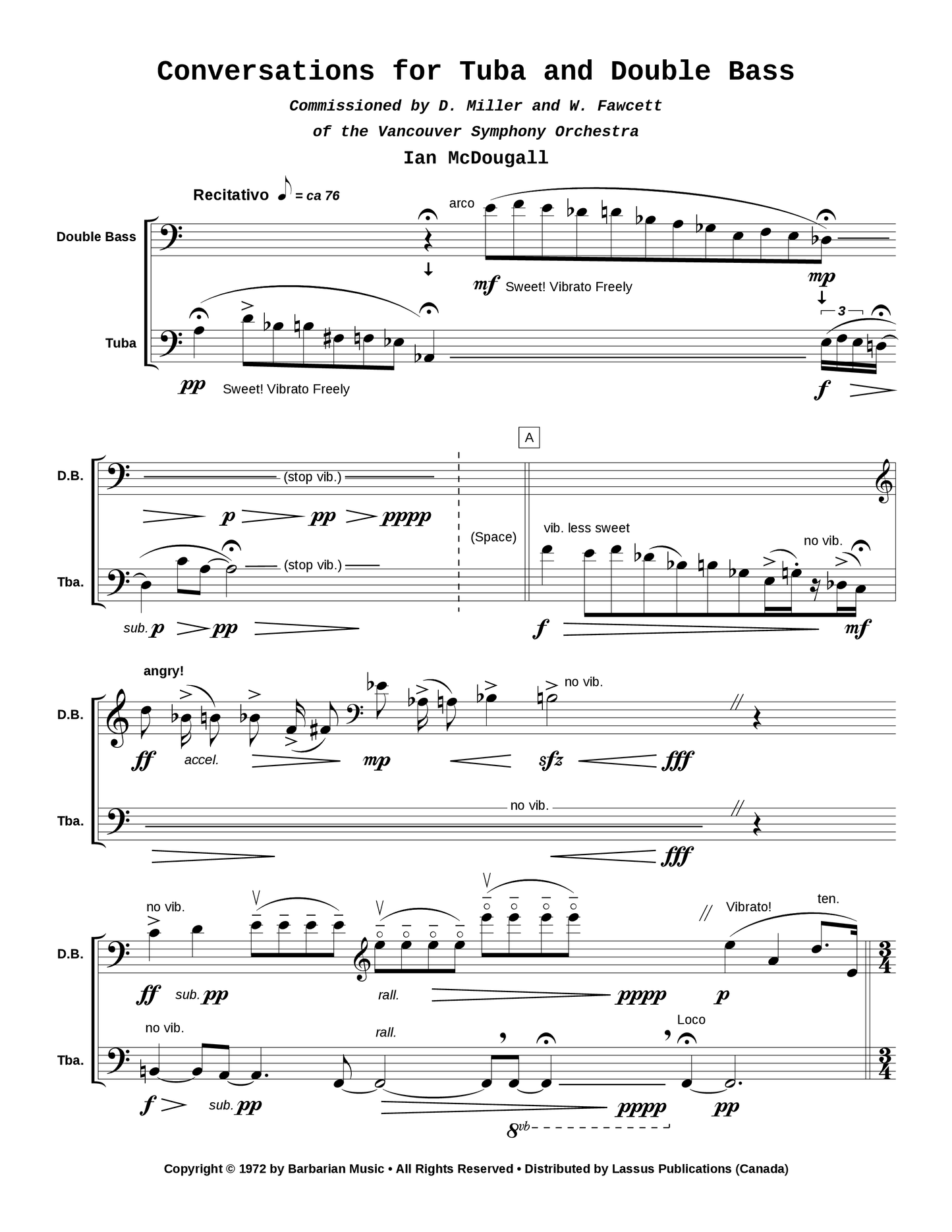Conversations for Tuba and Double Bass