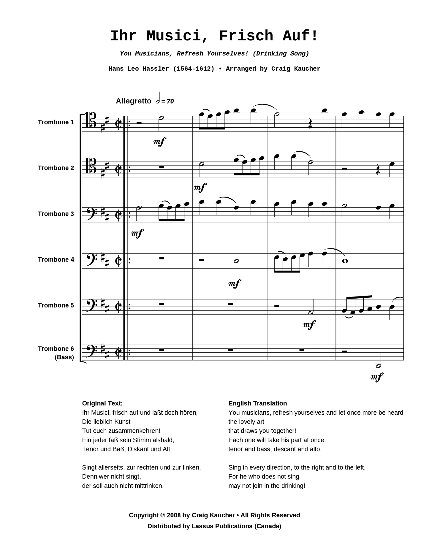 You Musicians, Refresh Yourselves! (Drinking Song)