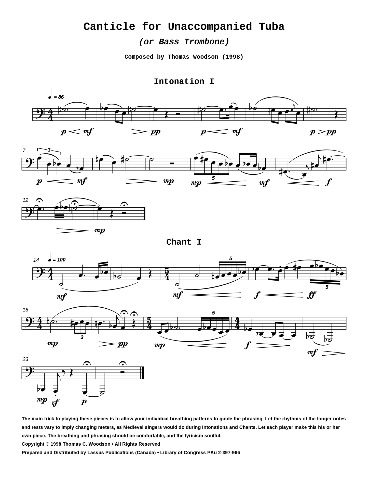 Canticle for Unaccompanied Tuba or Bass Trombone