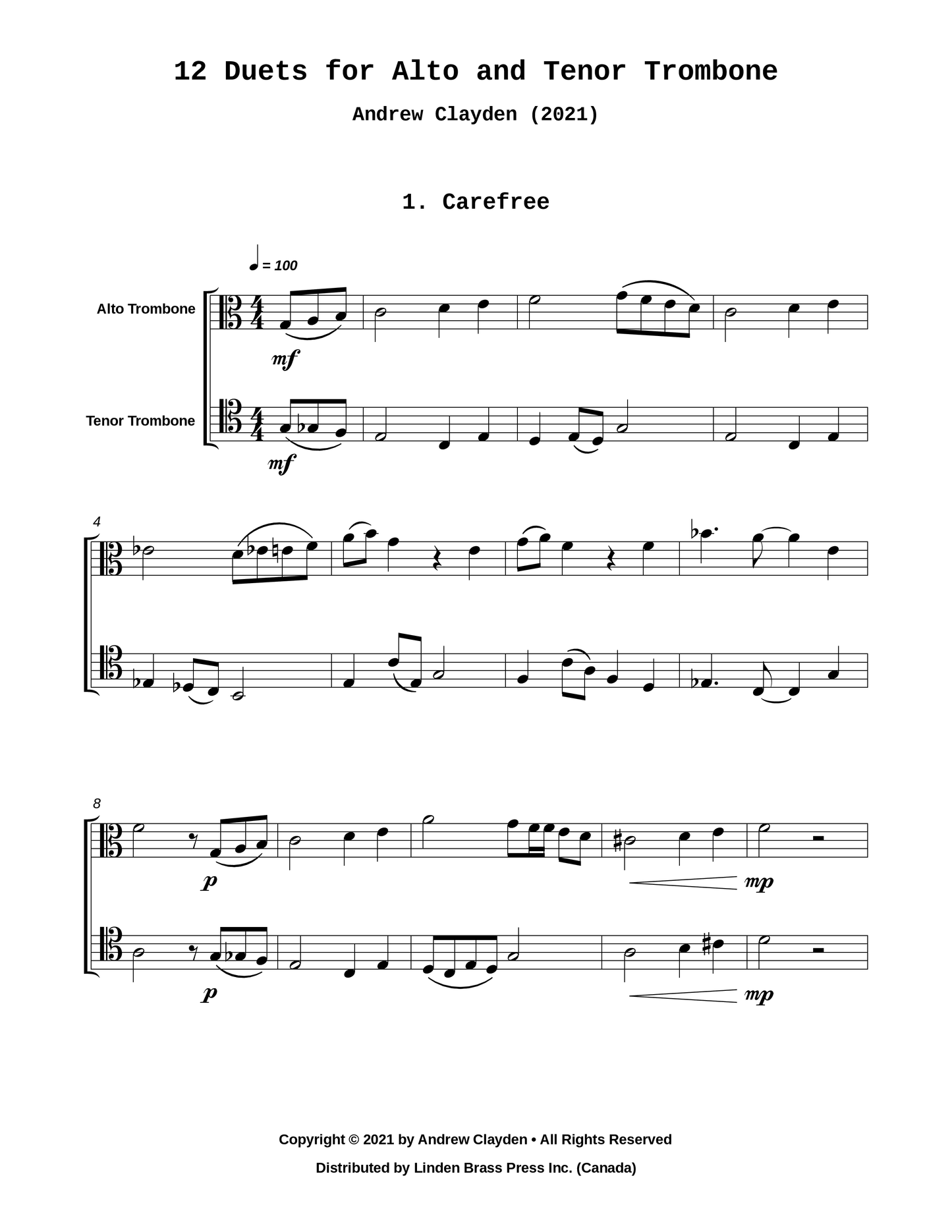 12 Duets for Alto and Tenor Trombone
