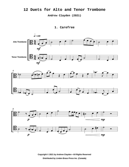 12 Duets for Alto and Tenor Trombone