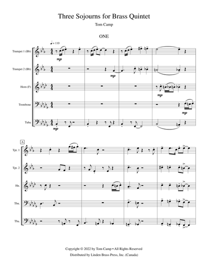 Three Sojourns for Brass Quintet
