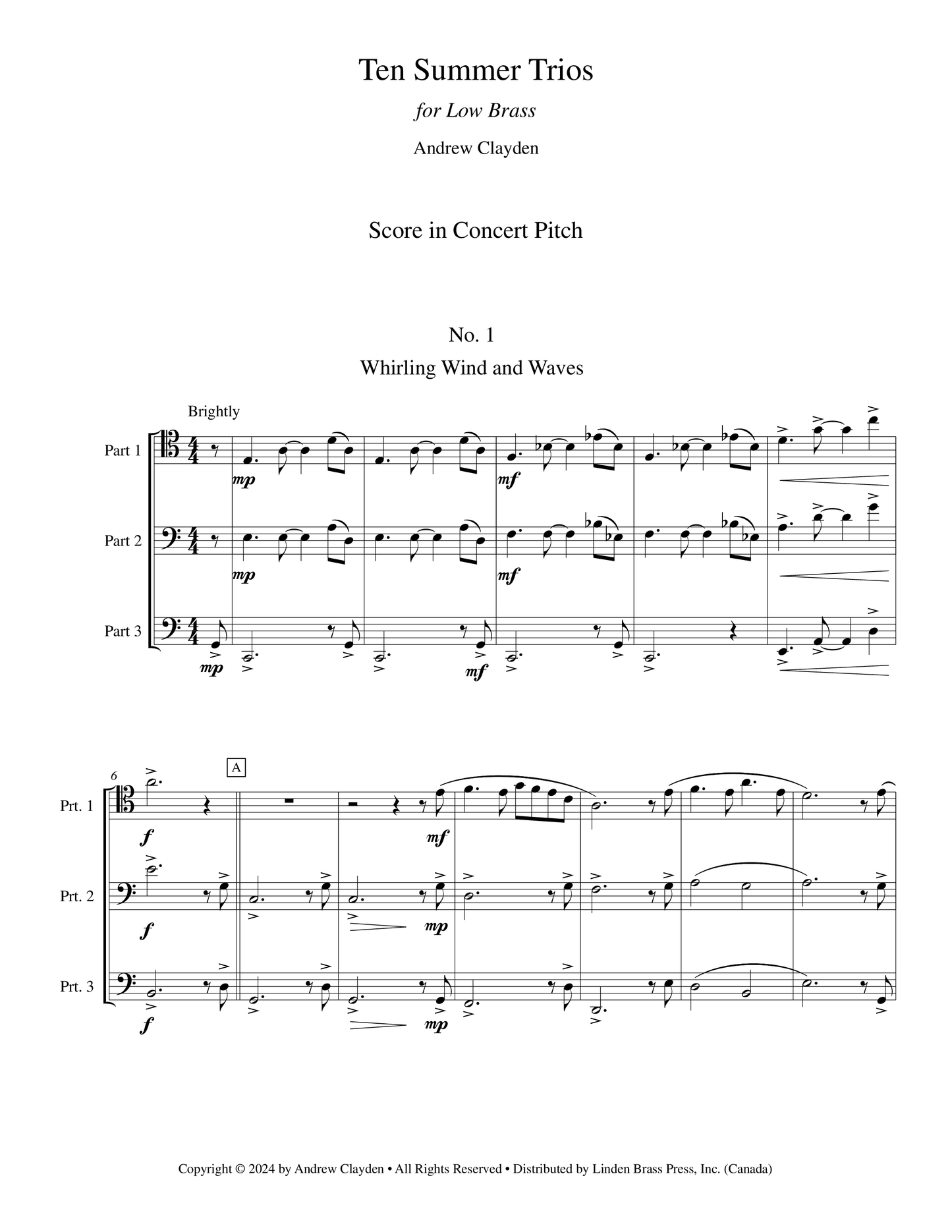 Ten Summer Trios for Low Brass