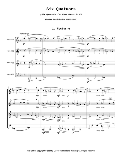 Six Quatuors (Six Quartets)
