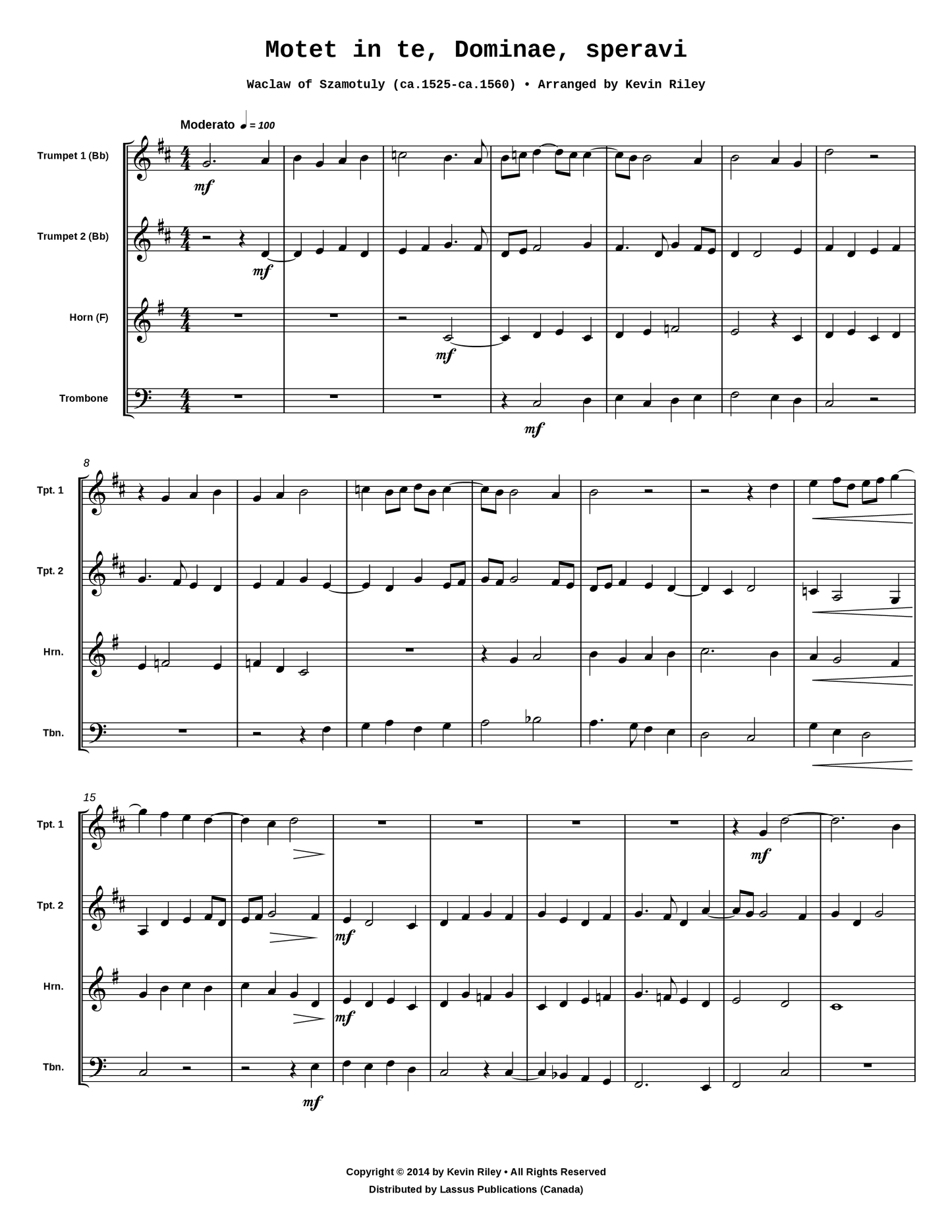 Motet in te, Dominae, speravi