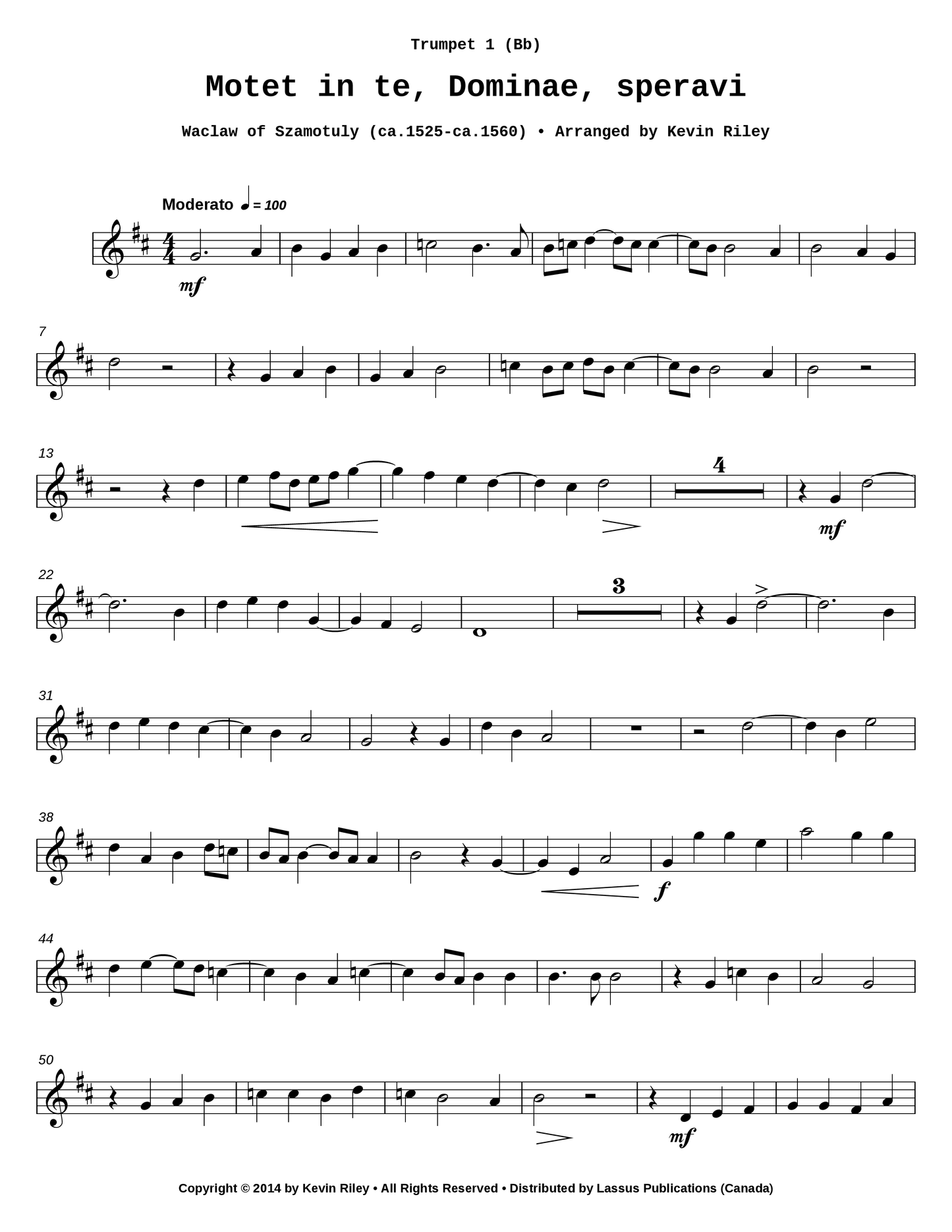 Motet in te, Dominae, speravi