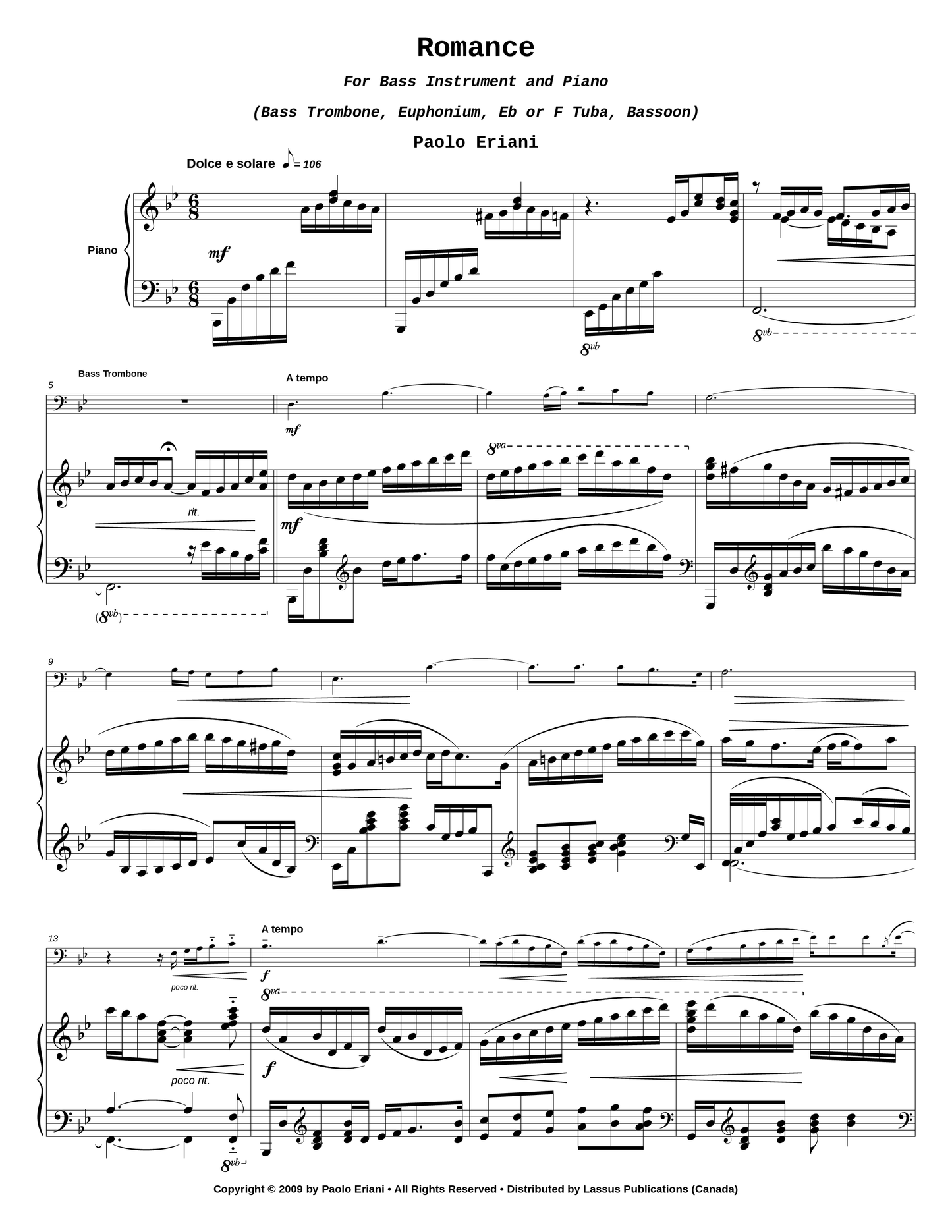 Romance for Bass Instrument and Piano