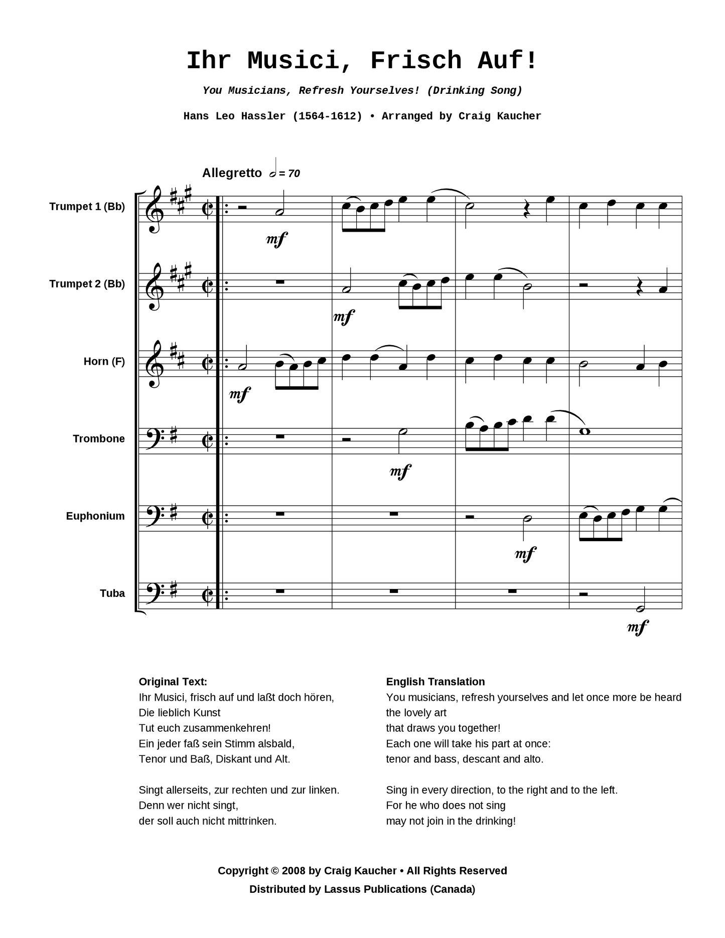 You Musicians, Refresh Yourselves! (Drinking Song)